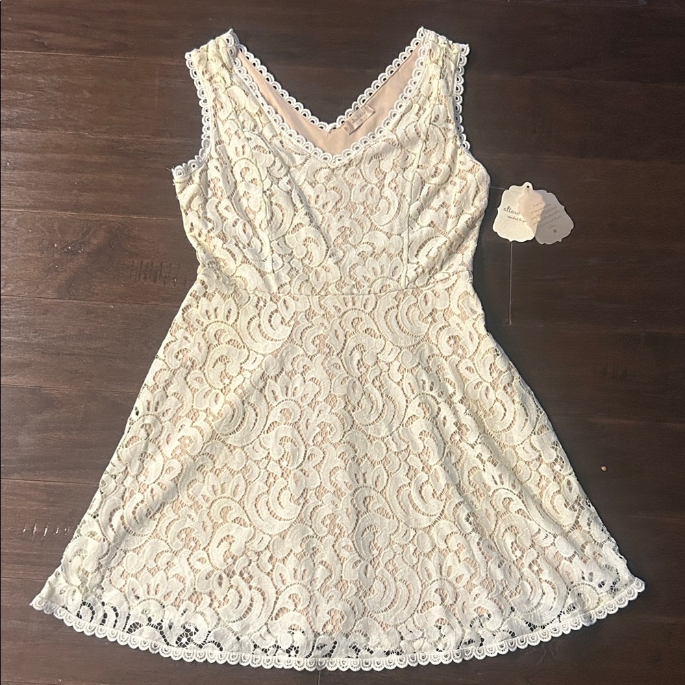 New with tags! Altar'd State Cream Lace Sleeveless Mini Dress